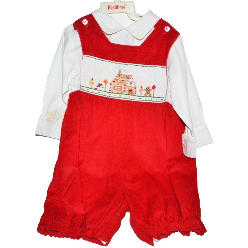 Vtg House Of Hatten‎ 24 Months Baby Boy Top Romper corduroy overalls READ